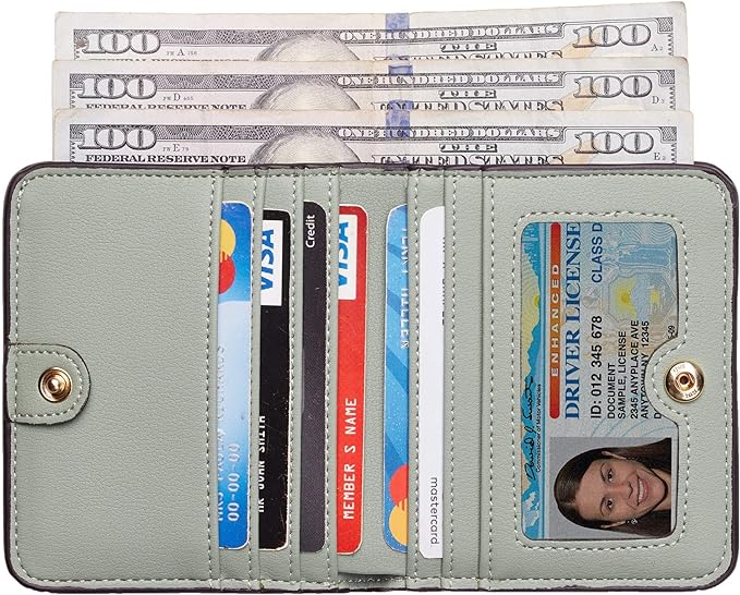 Toughergun Women’s Small Slim Leather Wallet with RFID Protection, Compact Bifold Mini Purse with Clear ID Window