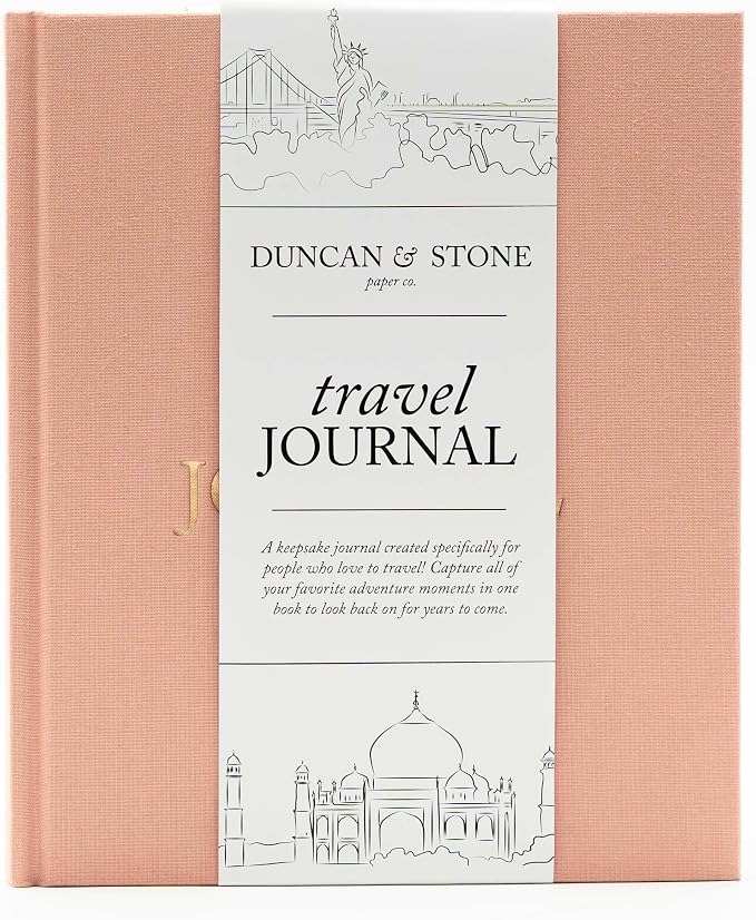 DUNCAN & STONE PAPER CO. Travel Journals - Elegant Journaling Notebook To Record All Your Travel Adventures Up To 15 Trips (Rose,110 Page)