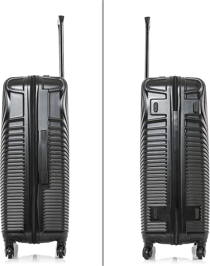 DUKAP INCEPTION Lightweight Hardside Spinner Luggage with Ergonomic Handles, Travel Suitcase with Four Spinner Wheels and Studs, 28-Inch Large Checked Luggage | Black