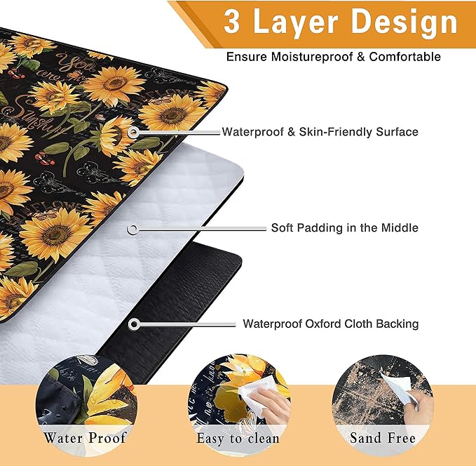 Supfitness Extra Large Picnic Blankets Waterproof Foldable (60 "x 80") Beach Blanket Waterproof Sandproof,3-Layer Thicking Mat Outdoor Packable Camping Blanket