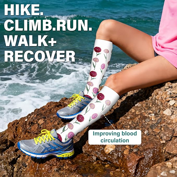 Acture 6 Pack Compression Socks for Women and Men - Knee High for Medical, Running, Nurses, Travel