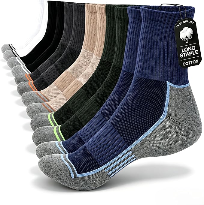 Urban Virgin Men Athletic Quarter Running Compression Socks Cotton Cushioned Athletic Ankle Moisture Wicking Socks Women