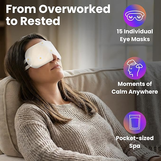 Eye Serenity Steam Eye Mask, Heated Eye Mask, Self Heating Warm Compress for Dry Eyes, Fast Relief for Stye, Puffy Sensitive Eyes, Moist Heat, Relaxation Gifts for Women and Men - Variety