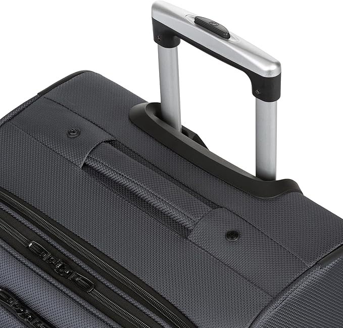 SWISSGEAR Sion Softside Expandable Spinner Luggage Durable Lightweight Travel Suitcase, Dark Grey, Checked-Medium