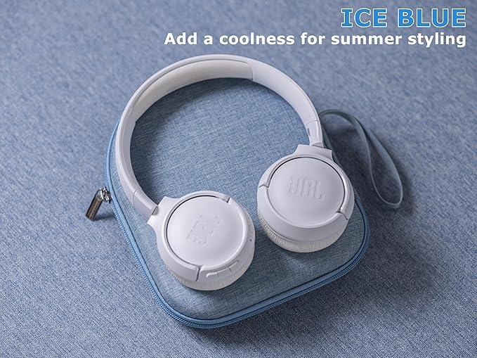 Ginsco Case Compatible with Sony WH-CH520 Wireless Headphones Bluetooth On-Ear Headset with Microphone, with JBL Tune 510BT/520BT/500BT Ultra-Slim Hard Shell Case for On Ear Headphones (Light Blue)