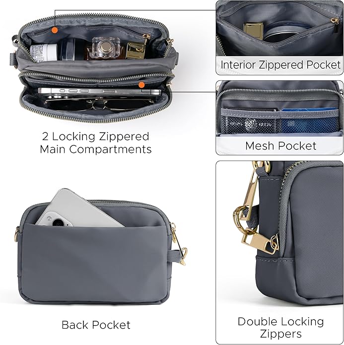Joryin Anti Theft Crossbody Bag for Women, Slash-resistant RFID Blocking Travel Purses, Small Shoulder Bag Handbag, Nylon