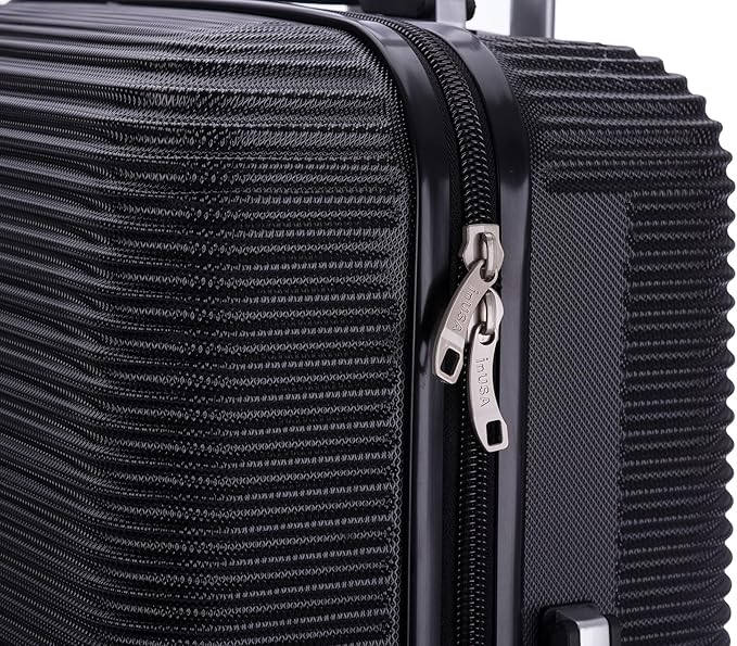 InUSA ROYAL Hardside Luggage Set with Spinner Wheel | Spacious Travel Suitcases with Ergonomic GEL Handle and Studs | (20/24/28) 3 Piece Luggage Set | Black