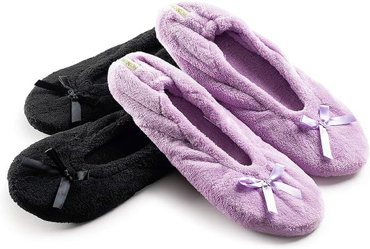 Women's Terry Classic Cotton & Velour Ballerina Slippers (Pack of 2)