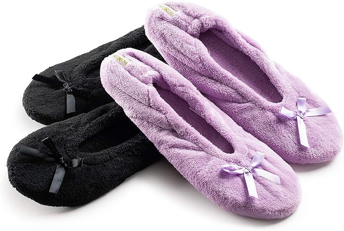 Women's Terry Classic Cotton & Velour Ballerina Slippers (Pack of 2)