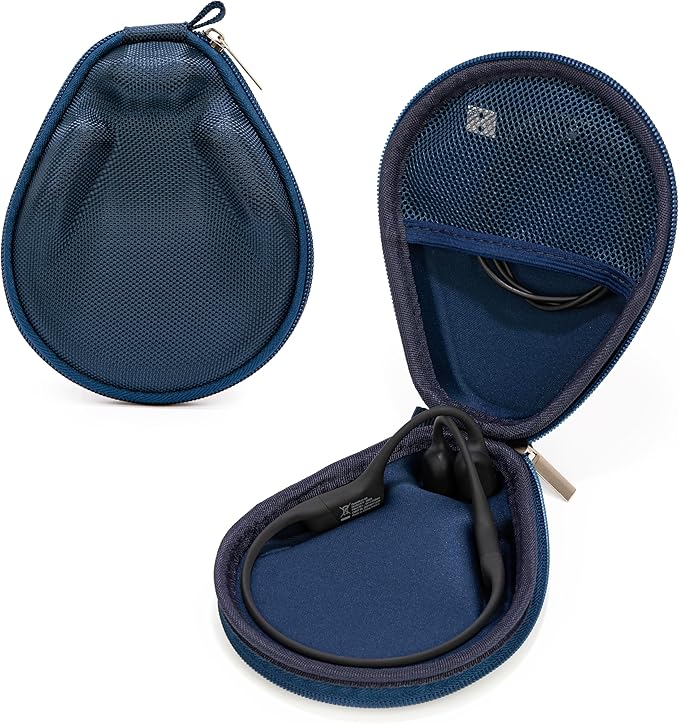 Ginsco Universal Bone Conduction Headphones Case Compatible with SHOKZ New OpenRun Pro 2/Pro 2 Mini/OpenRun/OpenSwim Open-Ear Sport Headphones, Compatible with CXK/BAICLUD/MRYTKY (Blue Navy)