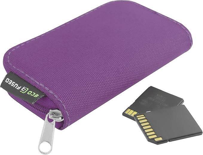 Eco-Fused Memory Card Case - Fits up to 22x SD, SDHC, Micro SD, Mini SD and 4X CF - Holder with 22 Slots (Purple / 22 Slots - 1 Pack)