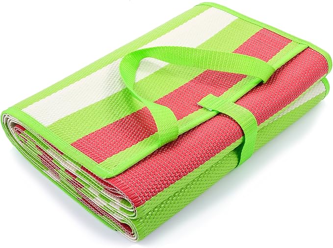Camco Handy Mat with Strap - Perfect for Picnics, Beaches, RV and Outings - Green/Red - 60" x 78" (42813)