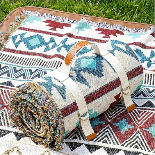 2 in 1 Extra Large Boho Beach Blanket Towel Sand Free Outdoor Picnic Mat Giant Oversized Xl Big Jumbo Huge Turkish Woven Throw Cloud Summer Vacation Essential Travel Must Have Accessories Women Gift