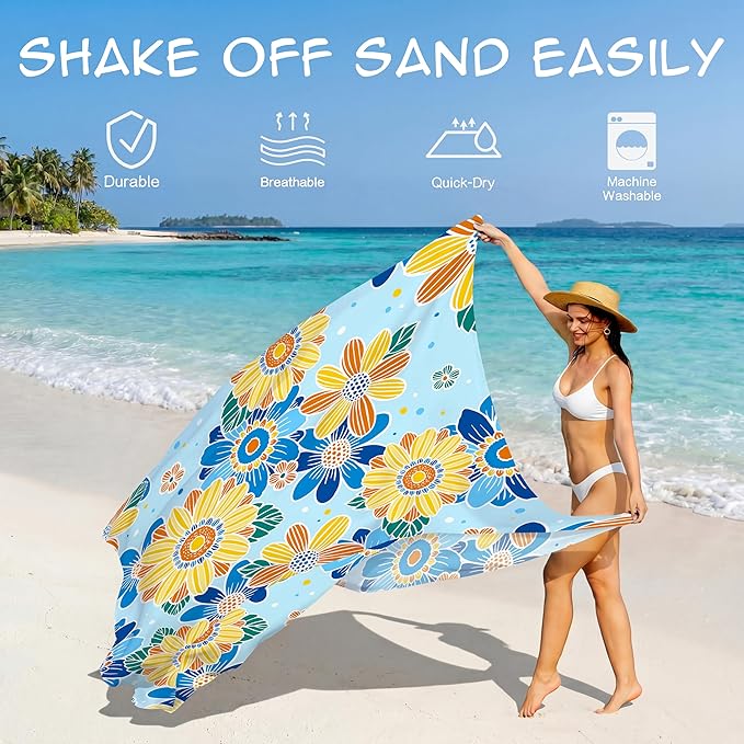 Aroveea Beach Blanket Waterproof Sandproof 1-7 Adult Oversized 78''X81''/10'X9' Lightweight Durable Compact Sand Free Beach Mat for Travel Camping Hiking Picnic Blanket