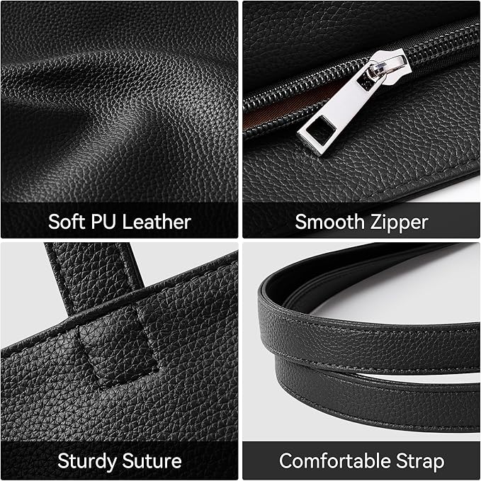 WLLWOO Soft Vegan Leather Tote Bag for Women Large Casual Hobo Handbags Zipper Shoulder Work Daily Weekender Travel Purse