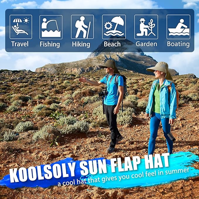 Outdoor Sun Hat for Men with 50+ UPF Protection Safari Cap Wide Brim Fishing Hat with Neck Flap, for Dad…