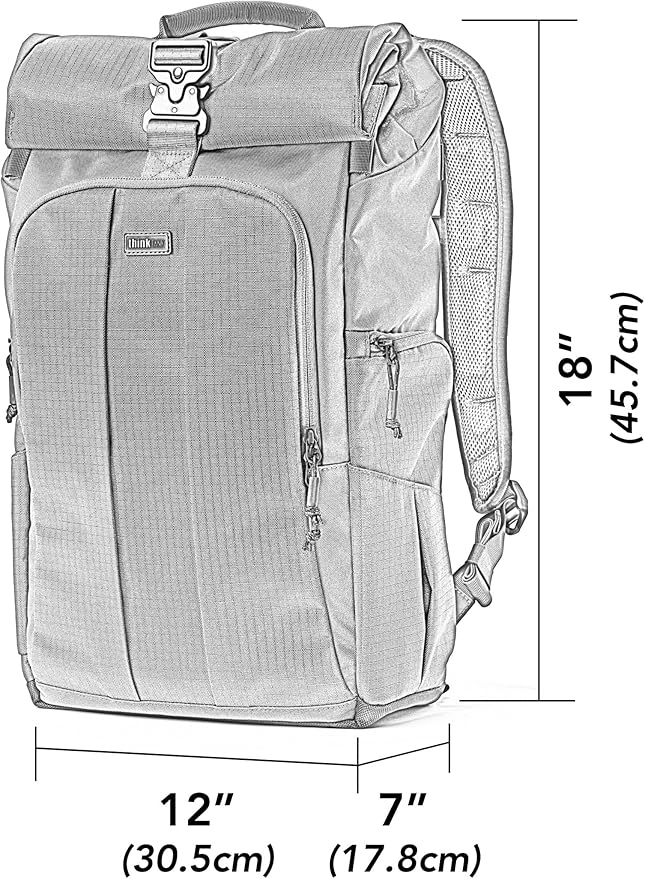 Think Tank FocusPoint 30L RollTop Camera Backpack - Asphalt Black: Expandable Travel & Camera Backpack with Laptop Sleeve, Quick Side and Back Access, Rain Cover – Versatile Photography & Travel Bag