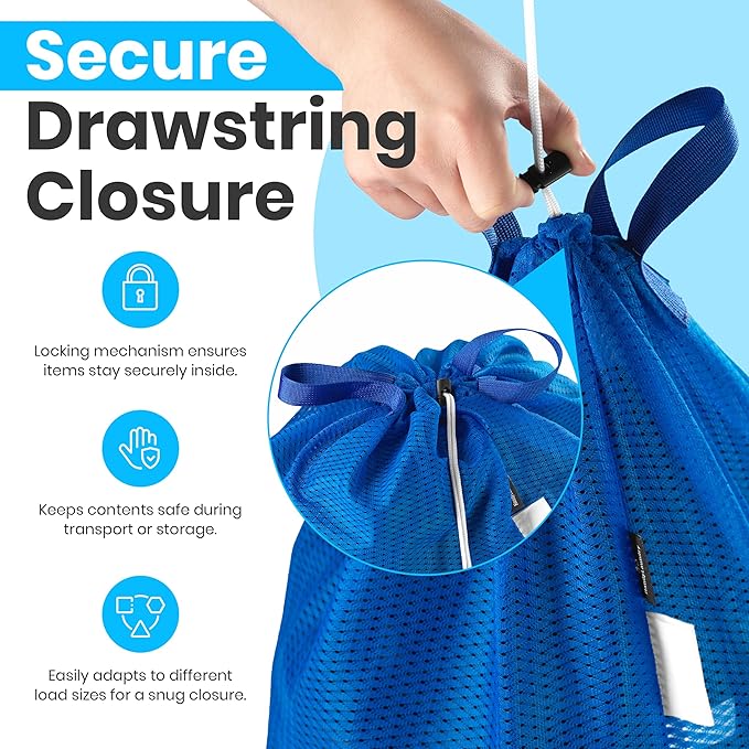 Handy Laundry Mesh Laundry Bag 24 x 36 Inches - Extra Large Heavy Duty Bag with Handles & Shoulder Strap, Breathable, Machine Washable for Dorm, Travel, Bedding & Storage - Blue