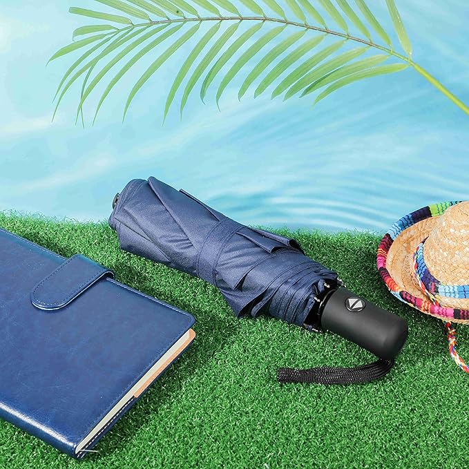 Jexine 6 Pcs Windproof Travel Umbrella for Rain Compact Small Automatic Lightweight Portable Umbrella for Men Women Backpack