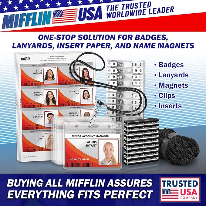 Mifflin-USA Passport & Card Holders (Clear, 4x6 inch, 50 Pack), Extra Large (XXL) ID Name Badge Holder, Waterproof Vertical Plastic Card Holders