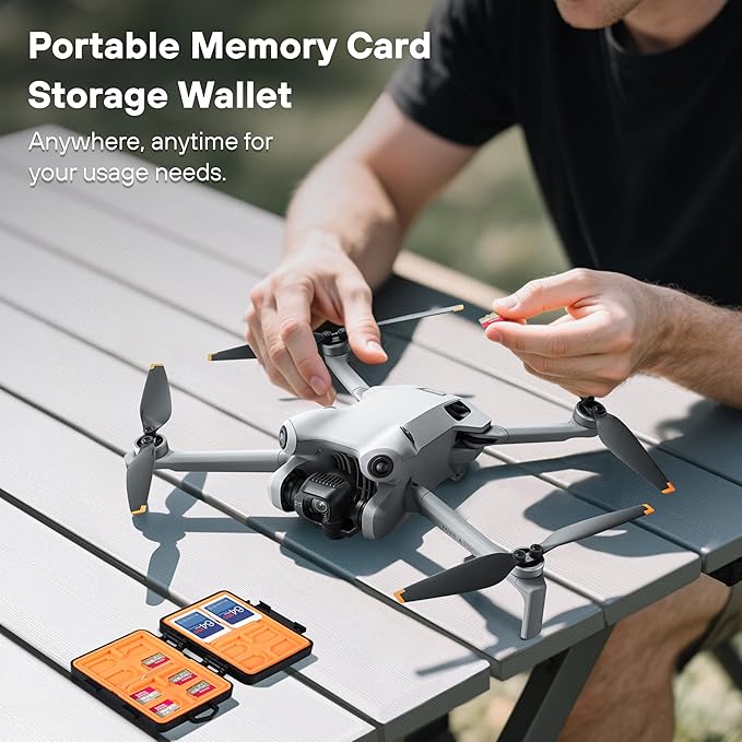 Tomat 24 Slots Mirco SD Card Case Water-Resistant Anti-Shock Card Storage Case for DJI Mini 5 pro/Mini 4k/Mini 3/Pocket 3/Osmo Action and RC, Support 8 SD Cards 14 Micro Cards and 2 Nano Sim Cards