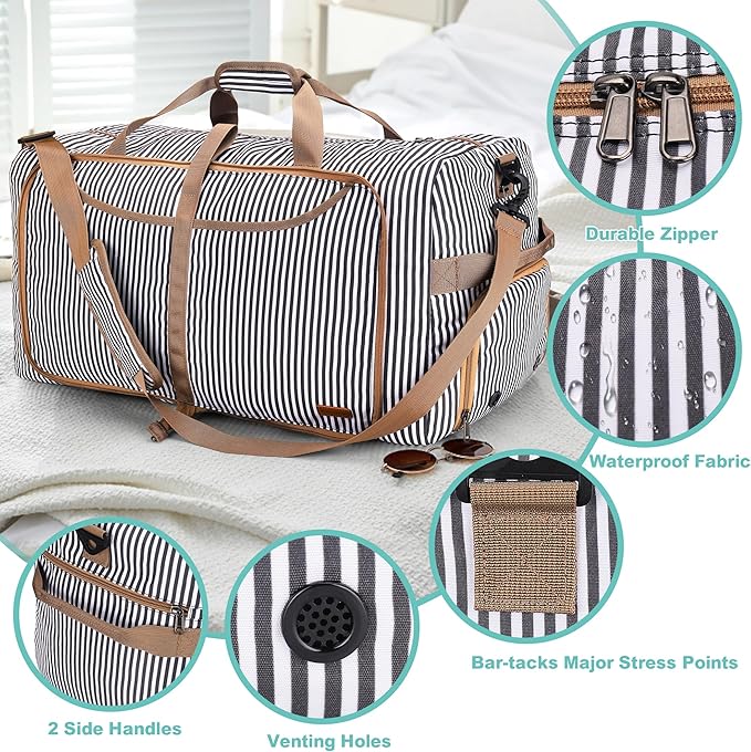 150L Duffle Bag for Travel, Extra Large Foldable Waterproof Travel Duffel Bags Weekender Overnight Bag for Men and Women with Shoe Compartment