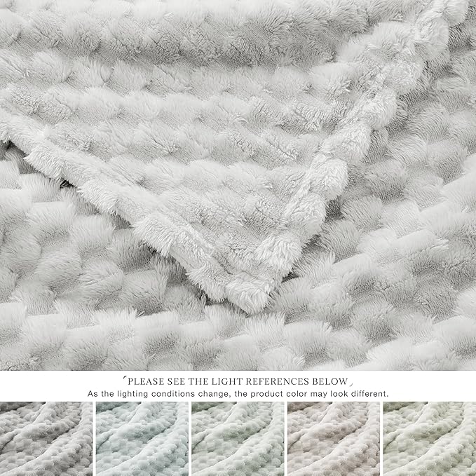 EXQ Home Gentle Soft Fleece Throw Blanket – Cozy Lightweight 3D Imitation Turtle Shell Jacquard Blanket for Couch Bed – All-Season Warm Fuzzy Flannel Blanket for Women Mom Her Gift(50"x60",Light Grey)