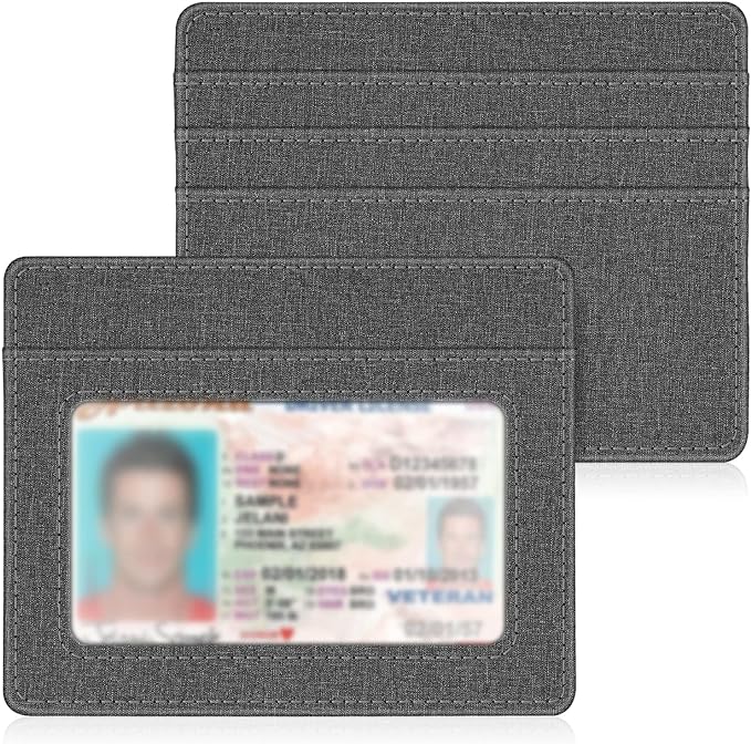 FINTIE Slim Minimalist Front Pocket Wallet, RFID Blocking Credit Card Holder Card Cases with ID Window for Men Women, Denim Gray