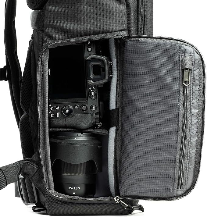 Think Tank FocusPoint 22L RollTop Camera Backpack - Greenway: Expandable Travel & Camera Backpack with Laptop Sleeve, Quick Side and Back Access, Rain Cover – Versatile Photography & Travel Bag