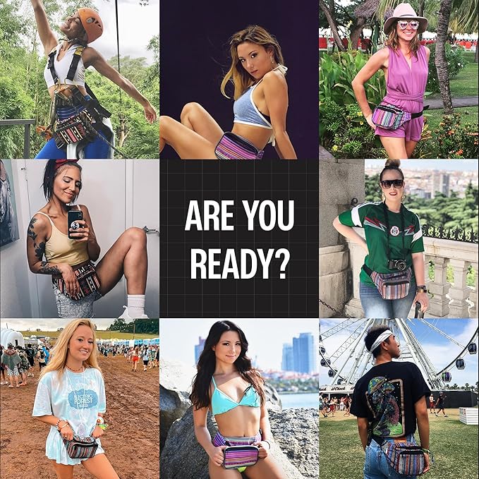 Fanny Pack Belt bag - Crossbody Waist Bag for Men or Women - Hands-Free, Waterproof Large Bumbag for Hiking, Running, and Travel (Rose Vert)