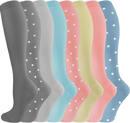 cerpite Compression Socks for Women & Men Circulation 8 Pairs Compression Socks 20-30 mmhg Best for Running,Nurse,Travel
