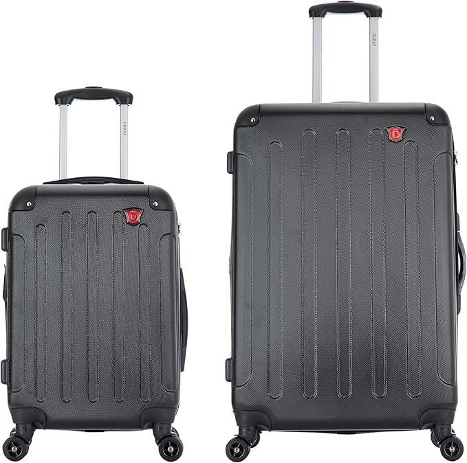 DUKAP INTELY Hardside Luggage Set with Spinner Wheel | Spacious Traveling Suitcase, Travel Suitcases with TSA Lock and Ergonomic GEL Handle | 2 Piece Set (20"/28") | Black