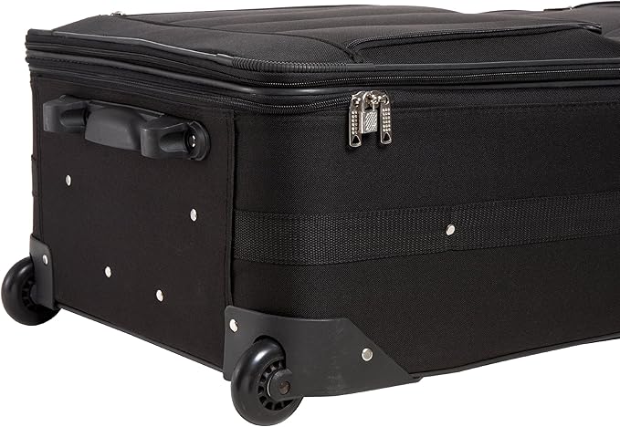 Rockland Fashion Softside 4 Piece Luggage Set, Expandable, (14" Tote/19"/24"/28"), Black