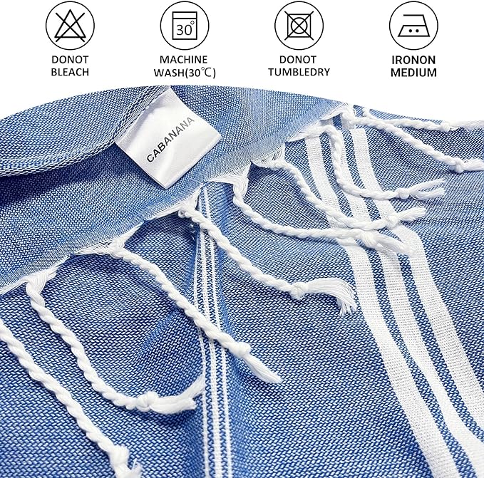 cabanana Turkish Beach Towel Oversized - 40"x70" Quick Dry Sand Free Thin Beach Towels for Adults,Extra Large Cotton Lightweigh Travel Towel for Beach Accessories (New Denim Blue)
