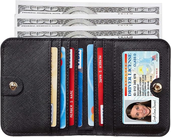 Toughergun Women’s Small Slim Leather Wallet with RFID Protection, Compact Bifold Mini Purse with Clear ID Window