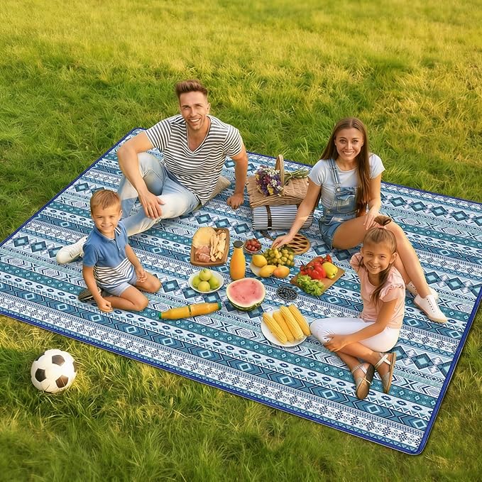 Tribal Picnic Blankets Waterproof Foldable, 60″X80″ Packable Picnic Mat Western Outdoor Blanket for Grass, Boho Large Beach Blanket Sandproof Picnic Accessories for Camping Music Festival Park Travel