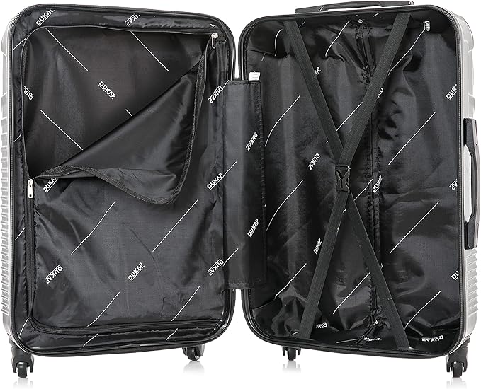 DUKAP INCEPTION Lightweight Hardside Spinner Luggage with Ergonomic Handles, Travel Suitcase with Four Spinner Wheels and Studs, 28-Inch Large Checked Luggage | Black