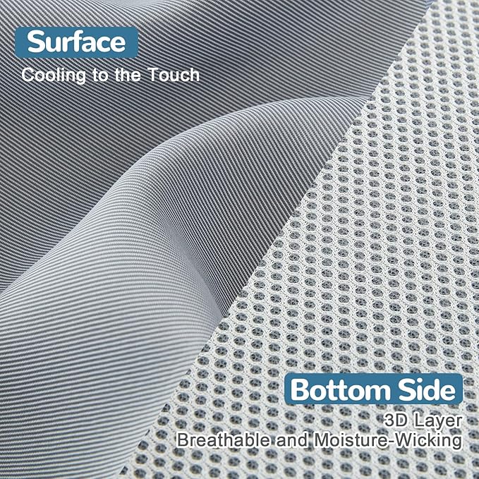 Ailemei Direct Cooling Thin Mattress Pad, King Size Mattress Topper for Hot Sleepers, Deep Pocket Fits 16" Mattresses, Fitted Sheets for Bed, Summer Cooling System, Gray, 76"x80"