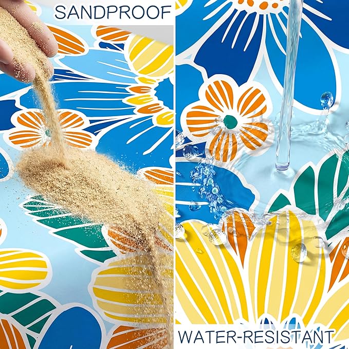 Aroveea Beach Blanket Waterproof Sandproof 1-7 Adult Oversized 78''X81''/10'X9' Lightweight Durable Compact Sand Free Beach Mat for Travel Camping Hiking Picnic Blanket