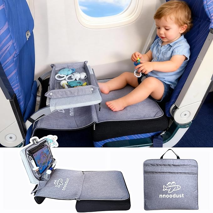 Toddler Airplane Bed for Toddler with Tray Cover Can Turn into Bag, Toddler Airplane Seat Extender for Kids, Baby Airplane Bed Baby Travel Essentials for Flying, Toddler Travel Bed