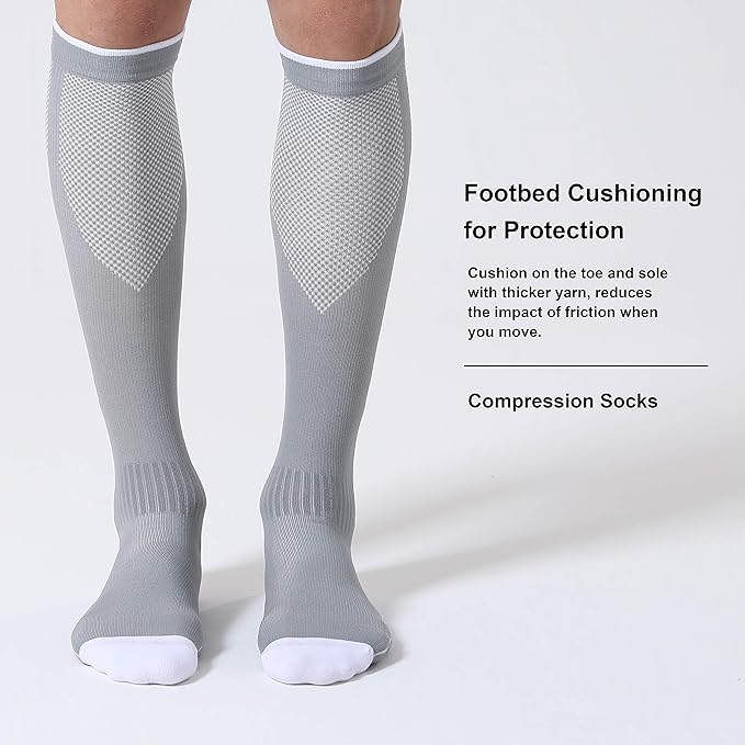 CS CELERSPORT 3 Pairs Compression Socks for Men and Women 20-30 mmHg Running Support Socks