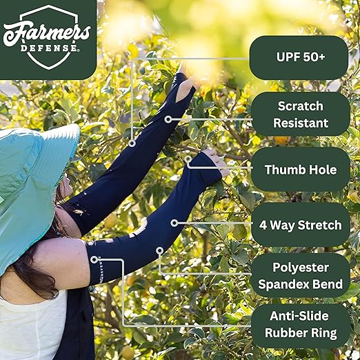 FARMER'S DEFENSE Gardening Arm Sleeves|UV Cooling Protective Sleeve Women & Men|Anti-Scratch Cover Sun UPF Outdoor Protection - Green Brush Camo - XXL