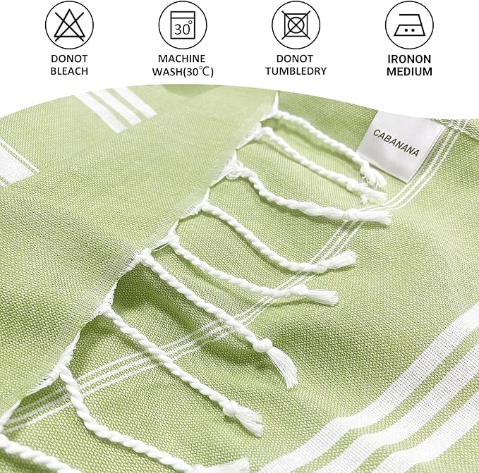 cabanana Turkish Beach Towel Oversized - 40"x70" Quick Dry Sand Free Thin Beach Towels for Adults,Extra Large Cotton Lightweigh Travel Towel for Beach Accessories(Apple Green)
