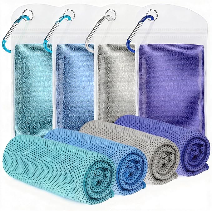 4 Pack Cooling Towels for Neck and Face(40"x12"), Cooling Neck Wraps, Ice Towel for Hot Weather, Soft Breathable Gym Towel, Cool Towel for Workout, Camping, Yoga, Sport, Running