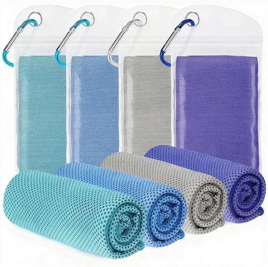 4 Pack Cooling Towels for Neck and Face(40"x12"), Cooling Neck Wraps, Ice Towel for Hot Weather, Soft Breathable Gym Towel, Cool Towel for Workout, Camping, Yoga, Sport, Running