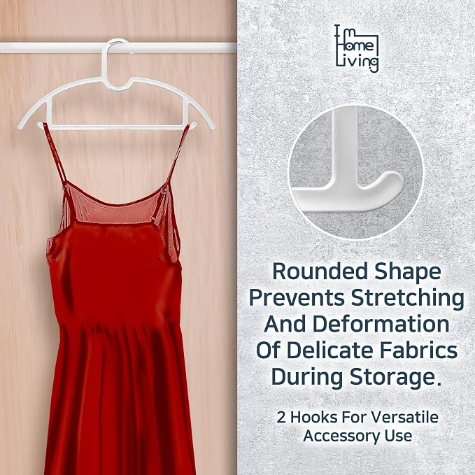 15" Compact Slim & Slimlink Interlocking Clothes Hangers, Space-Saving Lightweight Plastic Hangers for Small Closets, Dorms, Apartments, Travel, RVs & Petite Clothing (White, 30)