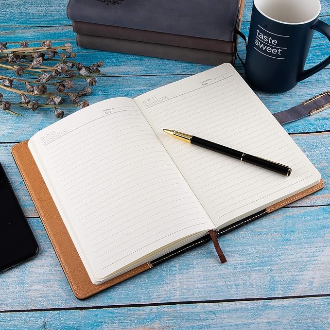 Fanery Sue Refillable Adventure Writing Journal For Men & Women Faux Leather Hardcover Notebook A5 College Ruled 200 Lined Pages Lay-Flat Personal Diary With Pen & Magnetic Buckle （Adventure - Grey