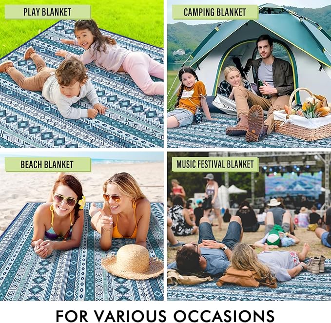 Tribal Picnic Blankets Waterproof Foldable, 60″X80″ Packable Picnic Mat Western Outdoor Blanket for Grass, Boho Large Beach Blanket Sandproof Picnic Accessories for Camping Music Festival Park Travel