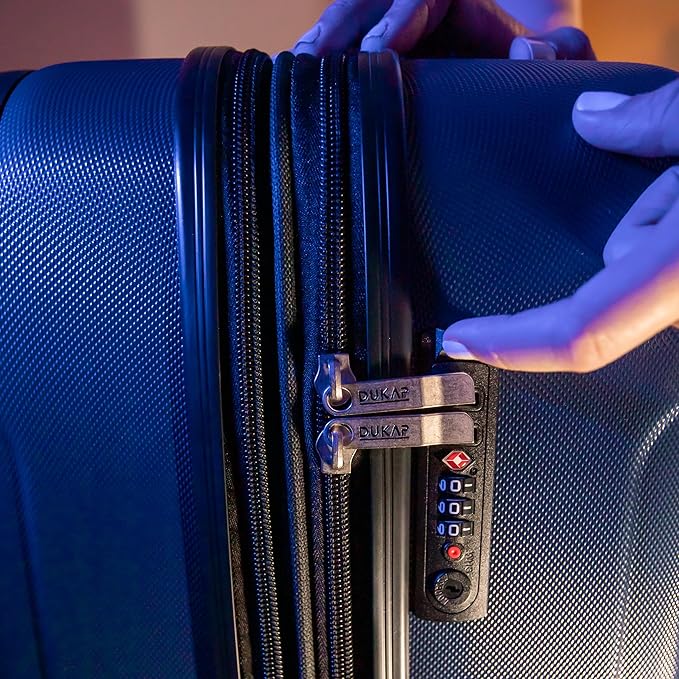 DUKAP INTELY Luggage with Integrated USB Port and Spinner Wheel | Spacious Travel Suitcase with TSA Lock and Ergonomic GEL Handle | 20 Inch Hardside Carry-On Luggage | Blue