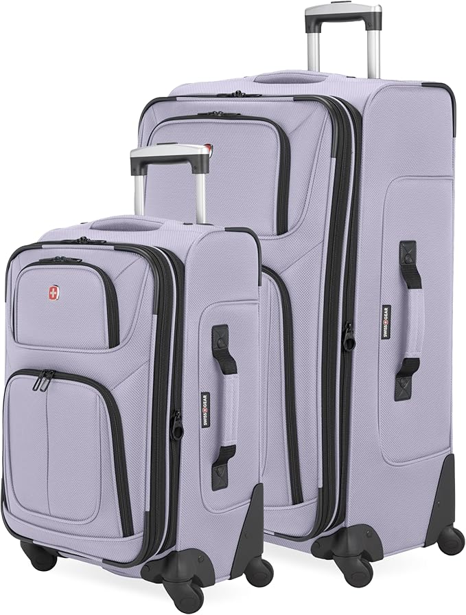 SWISSGEAR Sion Softside Expandable Spinner Luggage Durable Lightweight Travel Suitcase, Evening Haze, 2-Piece Set (Carry-On/Large)